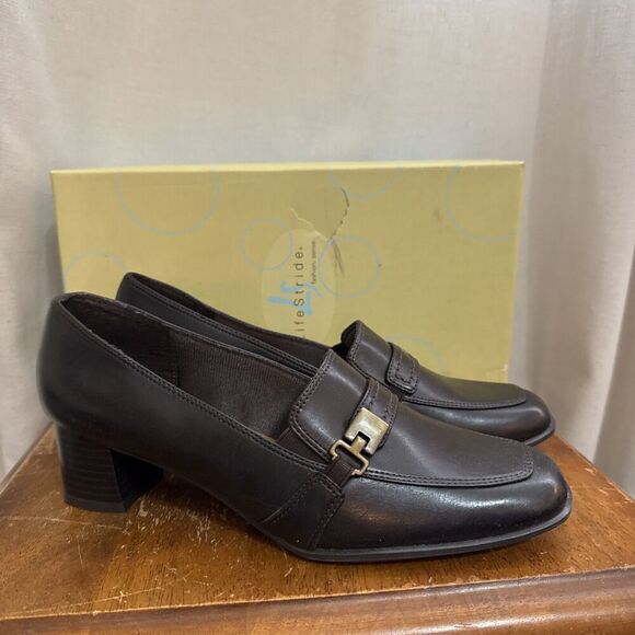 Lifestride 90s Y2K Brown Leather Lug Slip On Womens Mules Penny Loafer Bratz 7.5 - Picture 9 of 9